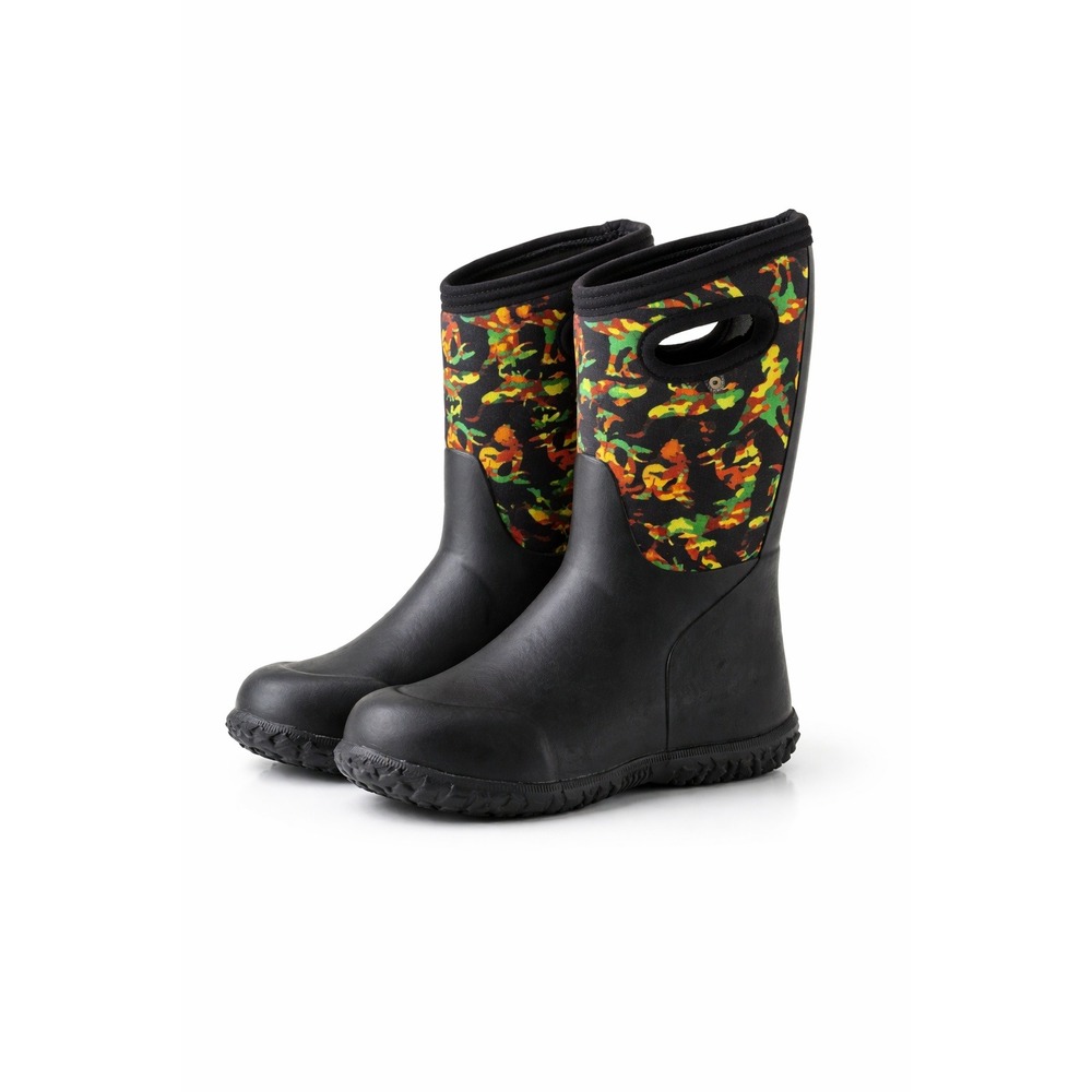 Bogs York Camo DNO Kids Sz 3 Black Multi Waterproof Winter Rain Boots Boy